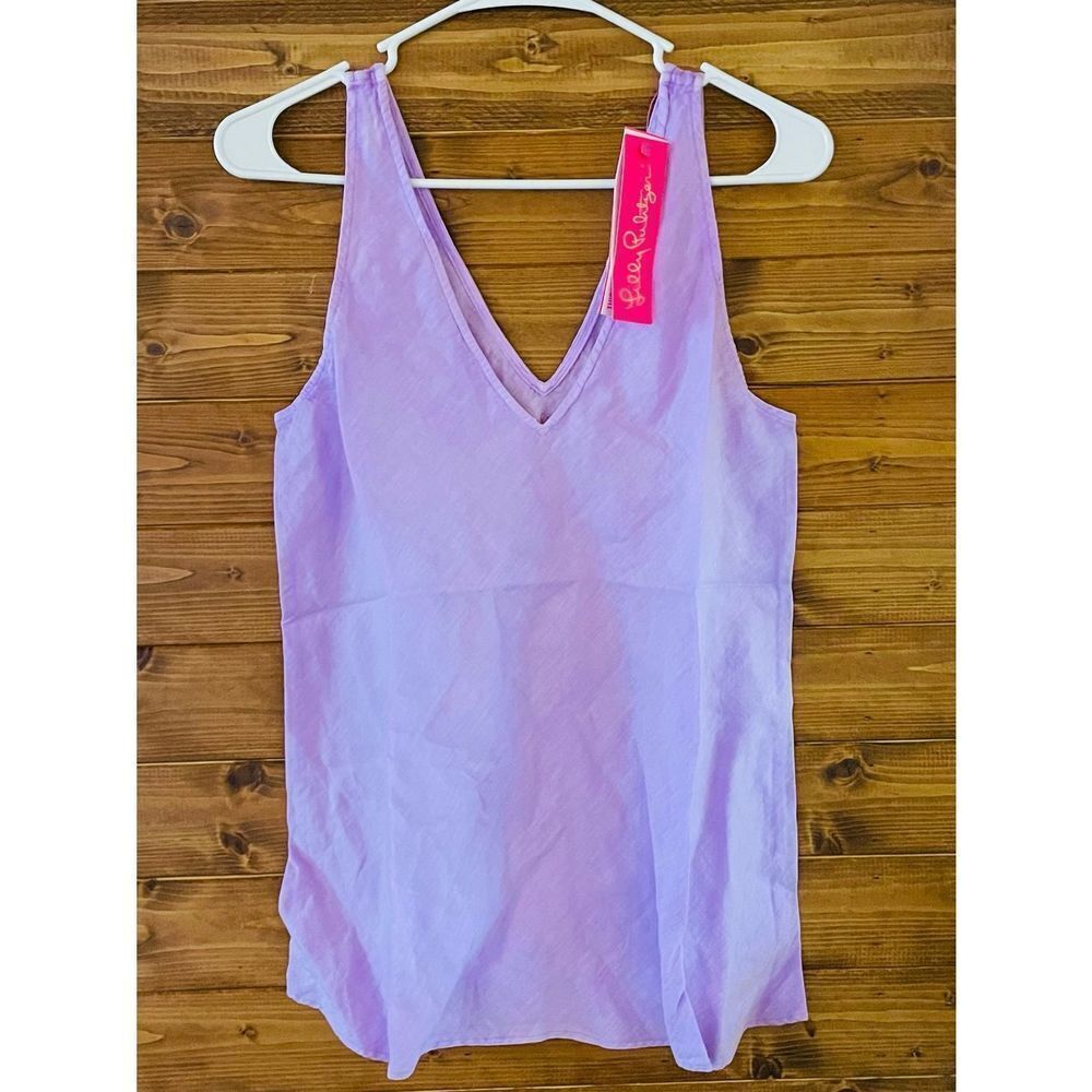 Lilly Pulitzer Linen Florin Sleeveless Top Purple Iris. Machine Wash NWT size S